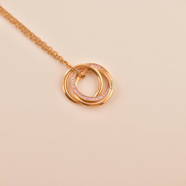 Cartier Rose Gold Pink Sapphire Trinity Pendant Necklace