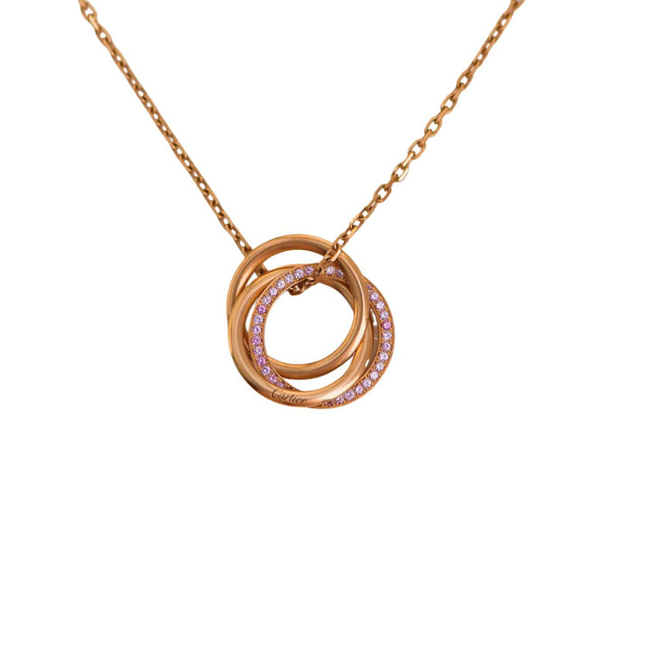 Cartier Rose Gold Pink Sapphire Trinity Pendant Necklace