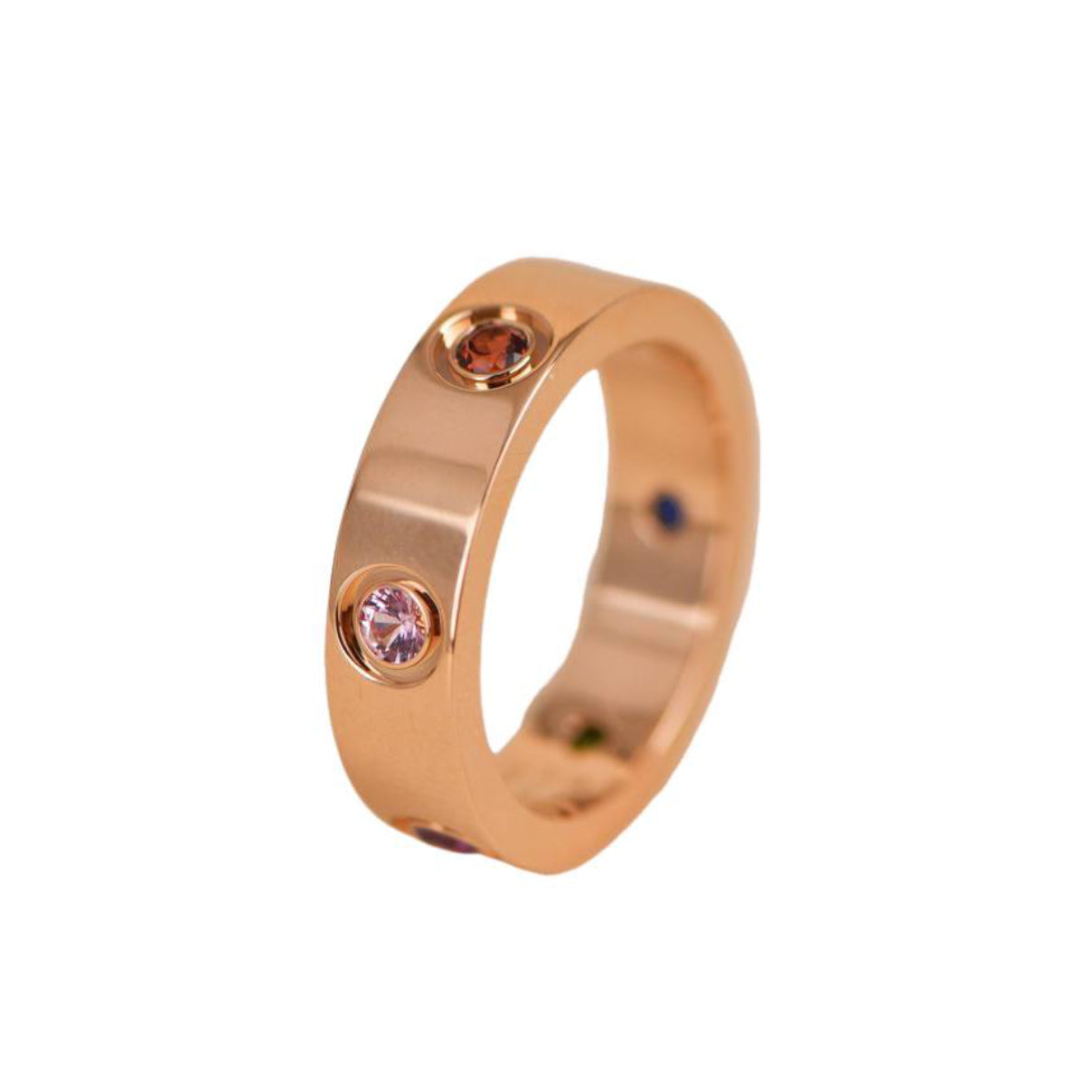 Cartier Love Rainbow Rose Gold Ring Size 56 – Dandelion Antiques