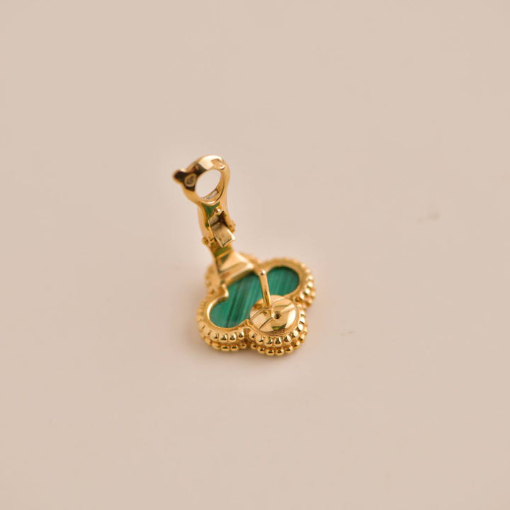 Van Cleef & Arpels Vintage Alhambra Malachite Yellow Gold Earrings