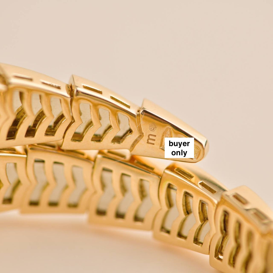 Used Bvlgari Serpenti Pave Diamond Peridot 18k Yellow Gold Bracelet