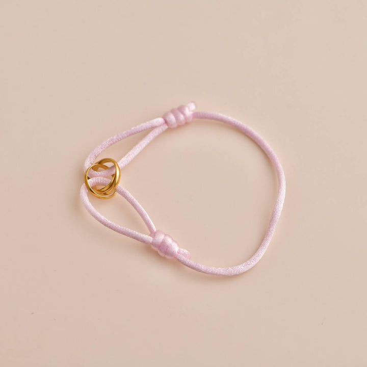 Cartier Trinity 18K Yellow Gold Pink Silk Cord Bracelet
