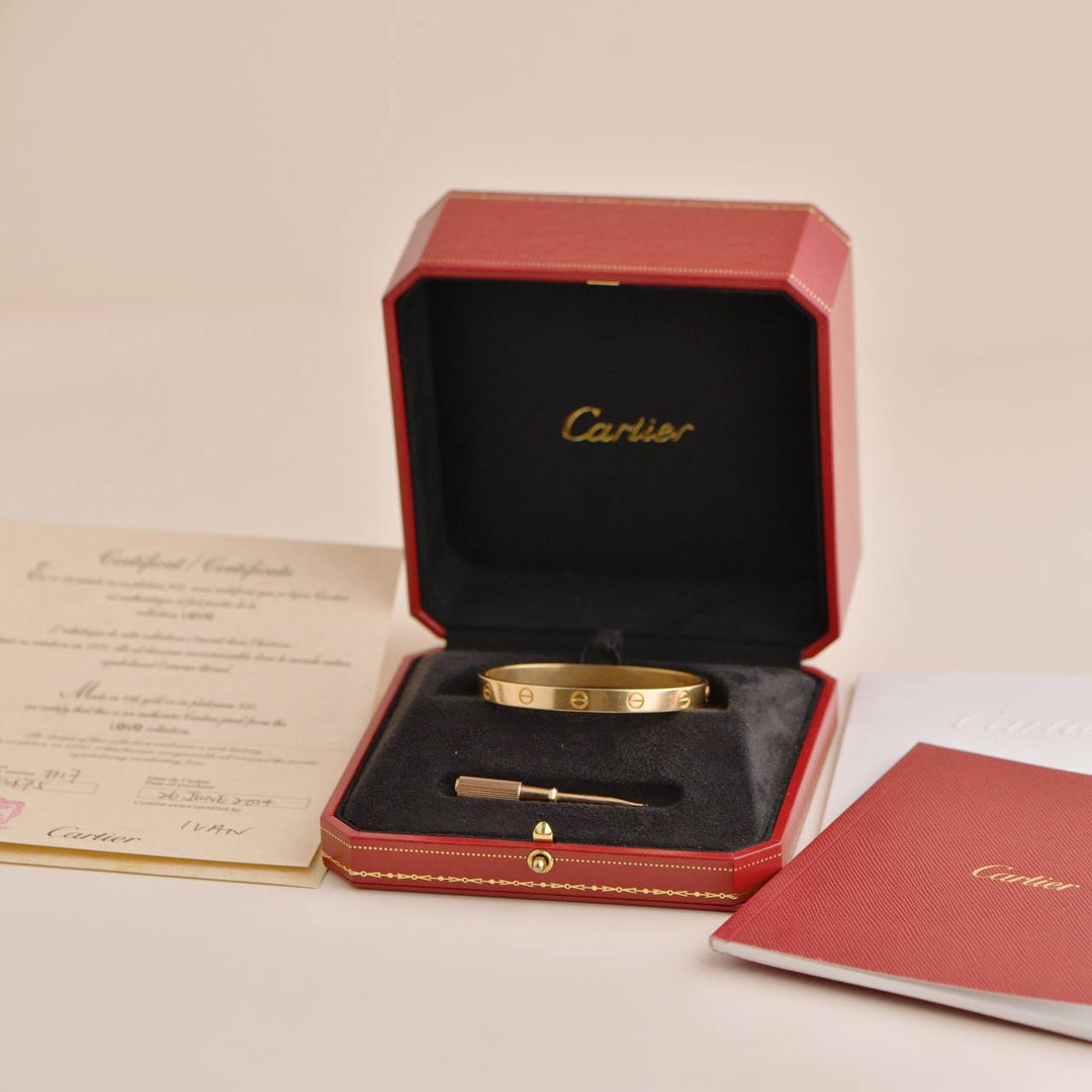 Preowned Cartier Love 18K Rose Gold Bracelet Size 17
