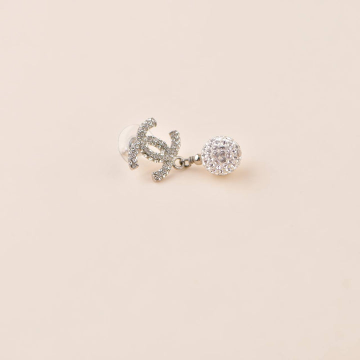 Second Hand Chanel Encrusted Crystal CC Dangle Earrings