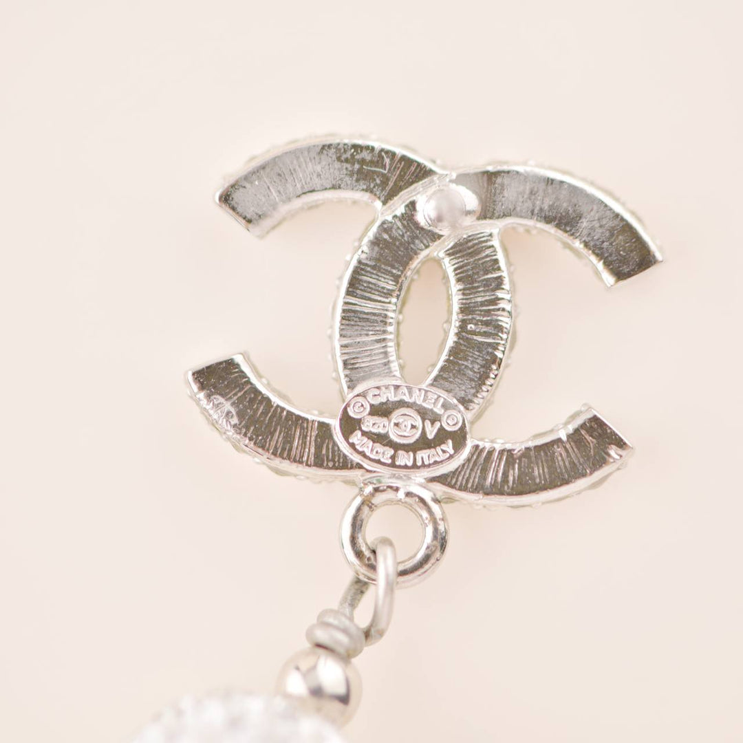 Used Chanel Encrusted Crystal CC Dangle Earrings