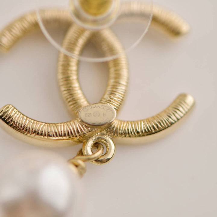 Chanel CC Faux Pearl Drop Earrings