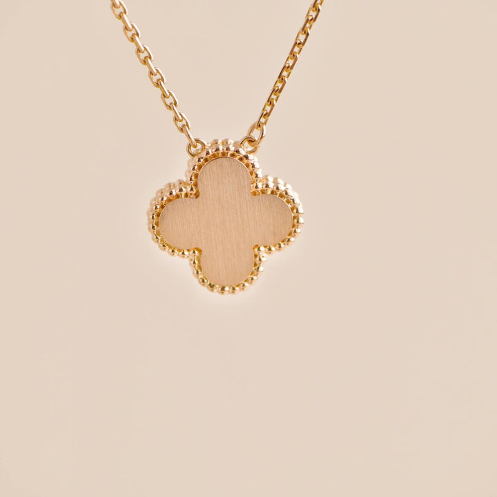 Second hand Van Cleef Vintage Alhambra Grey Mother of Pearl 18k Rose Gold 2014 Holiday Pendant