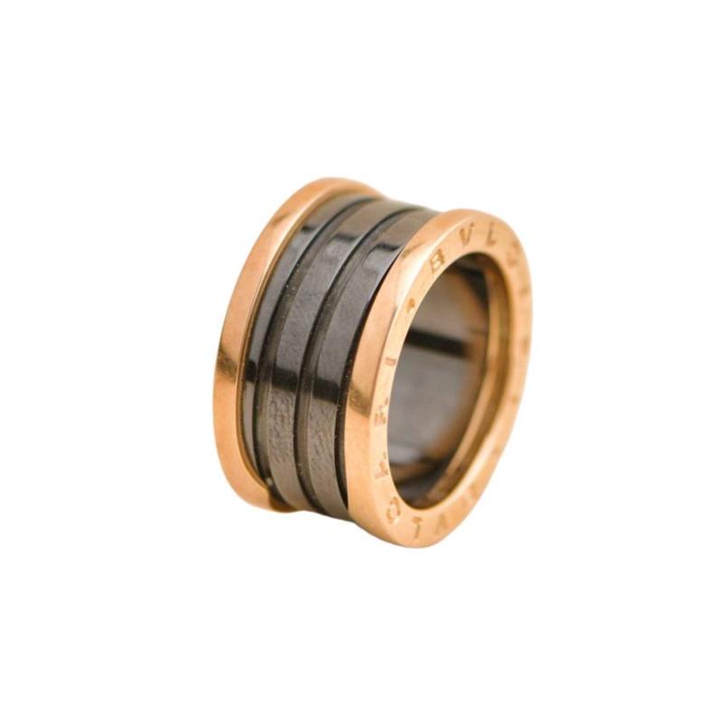 Bvlgari B.Zero1 Ring Black Ceramic 18K Rose Gold Size 55