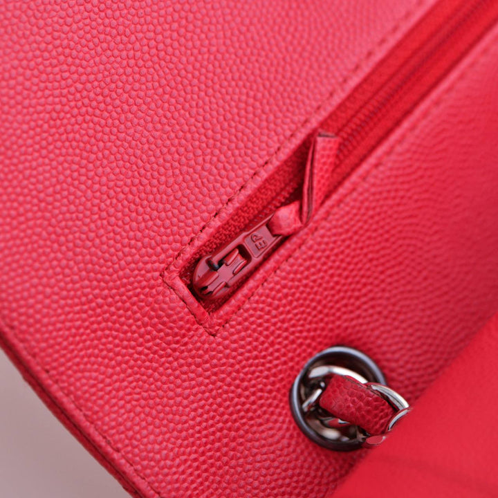 Preowned Chanel Pink Chevron Caviar Medium Classic Double Flap Bag