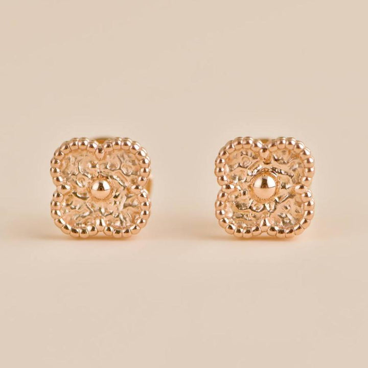 Second Hand Van Cleef & Arpels Sweet Alhambra 18K Hammered Rose Gold Earrings