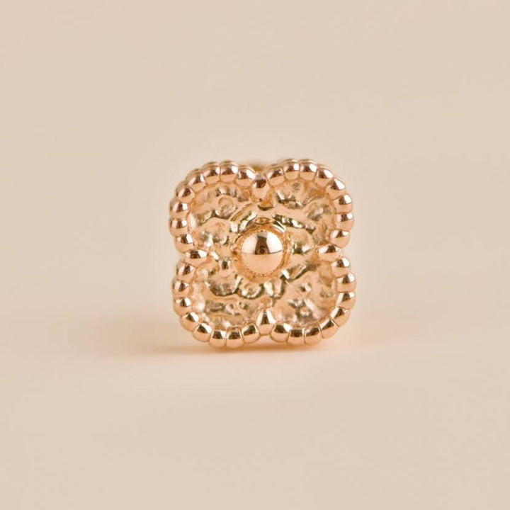Preowned Van Cleef Sweet Alhambra 18K Hammered Rose Gold Earrings