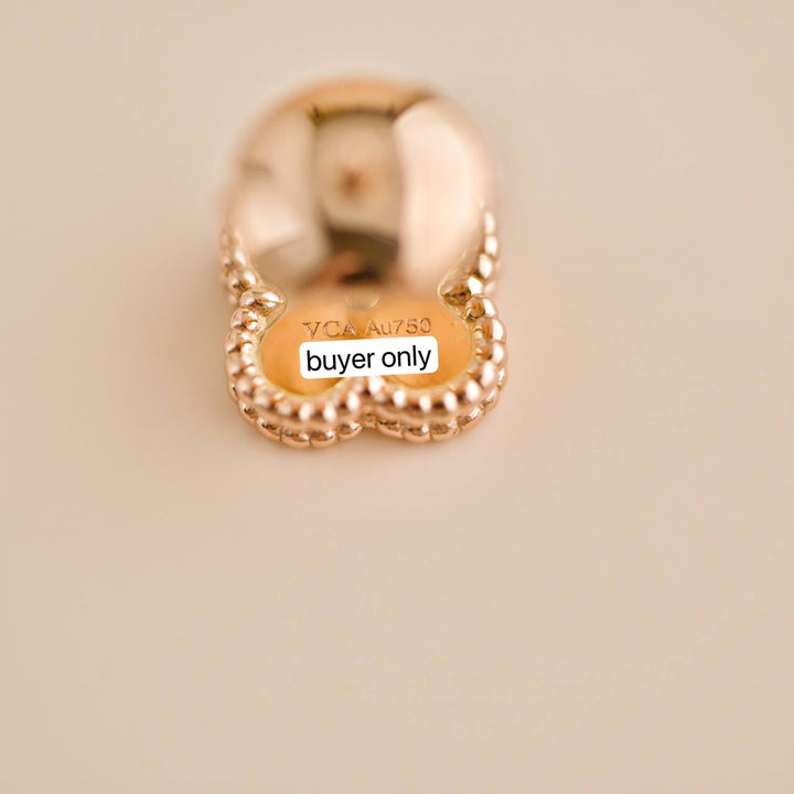 Second Hand Van Cleef Sweet Alhambra 18K Hammered Rose Gold Earrings