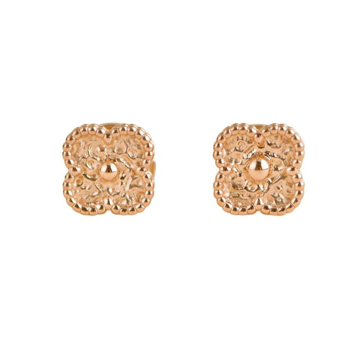Preloved Van Cleef & Arpels Sweet Alhambra 18K Hammered Rose Gold Earrings