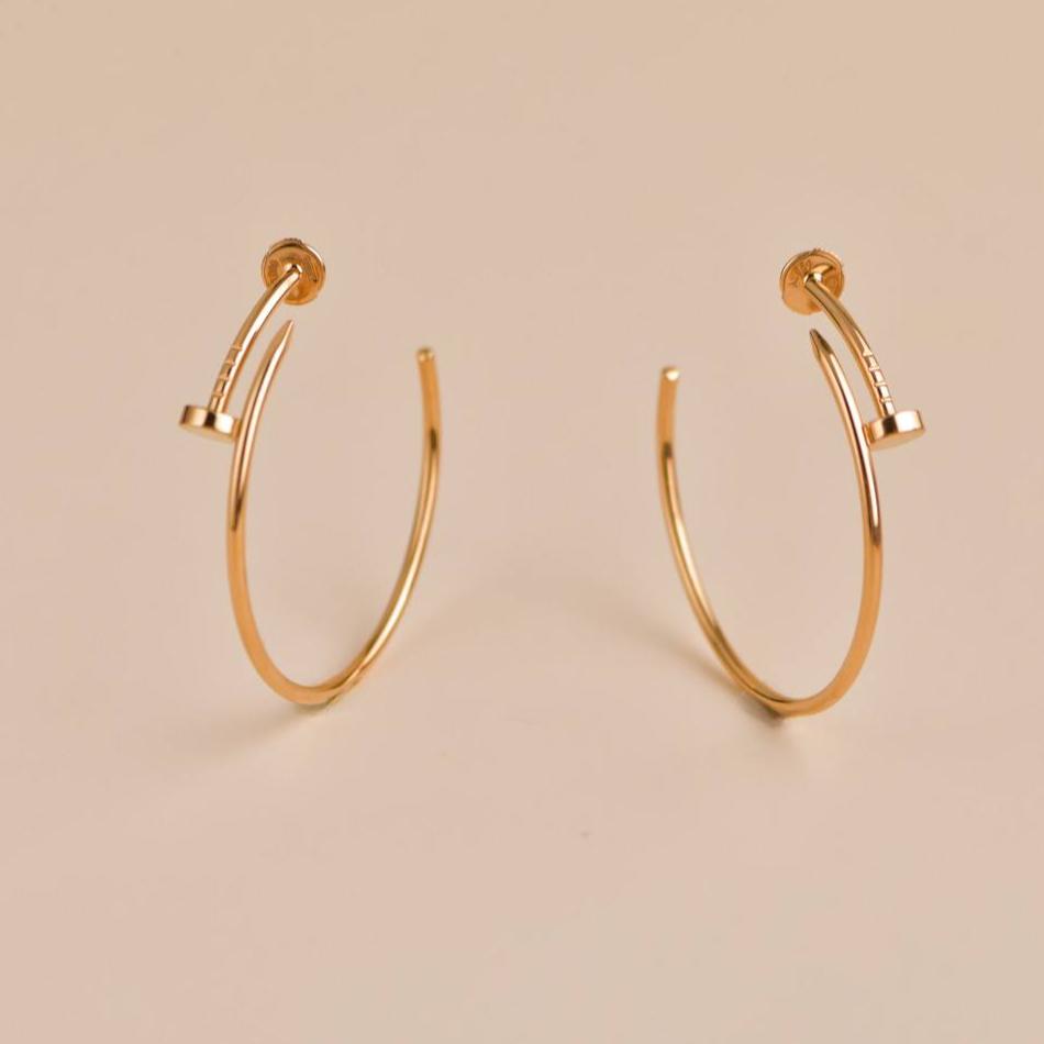 Preloved Cartier Juste un Clou 18K Rose Gold Hoop Large Model Earrings