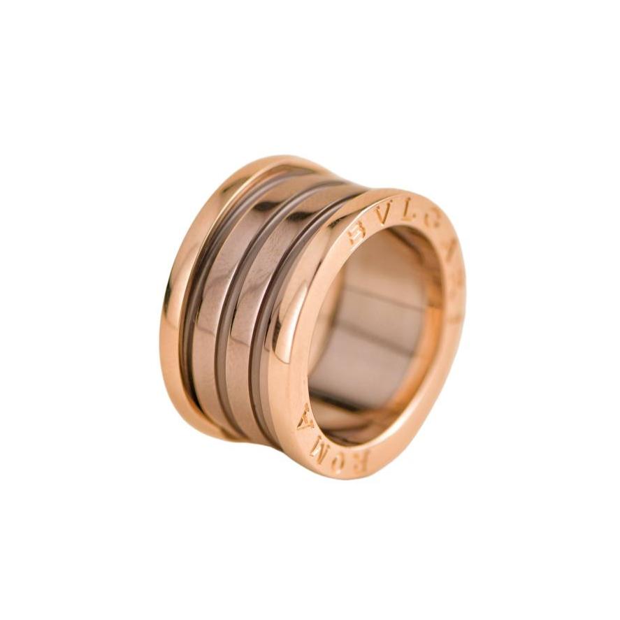 Rose Gold Bulgari Ring B Zero Bvlgari 18k Rose Gold Brown Ceramic Ring Size  52