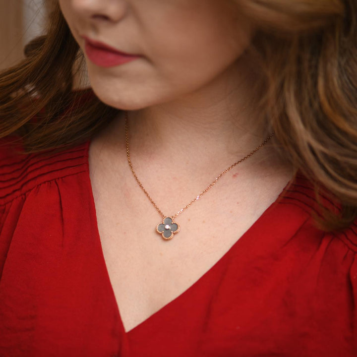 Van Cleef & Arpels Obsidian Diamond Rose Gold 2023 Holiday Pendant Necklace