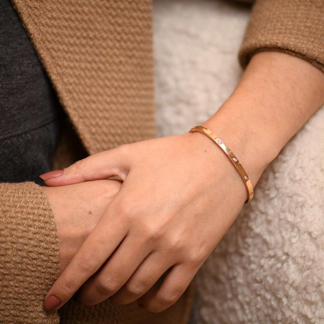 Used Cartier Love 10 Diamond 18K Rose Gold Small Model Bracelet Size 17