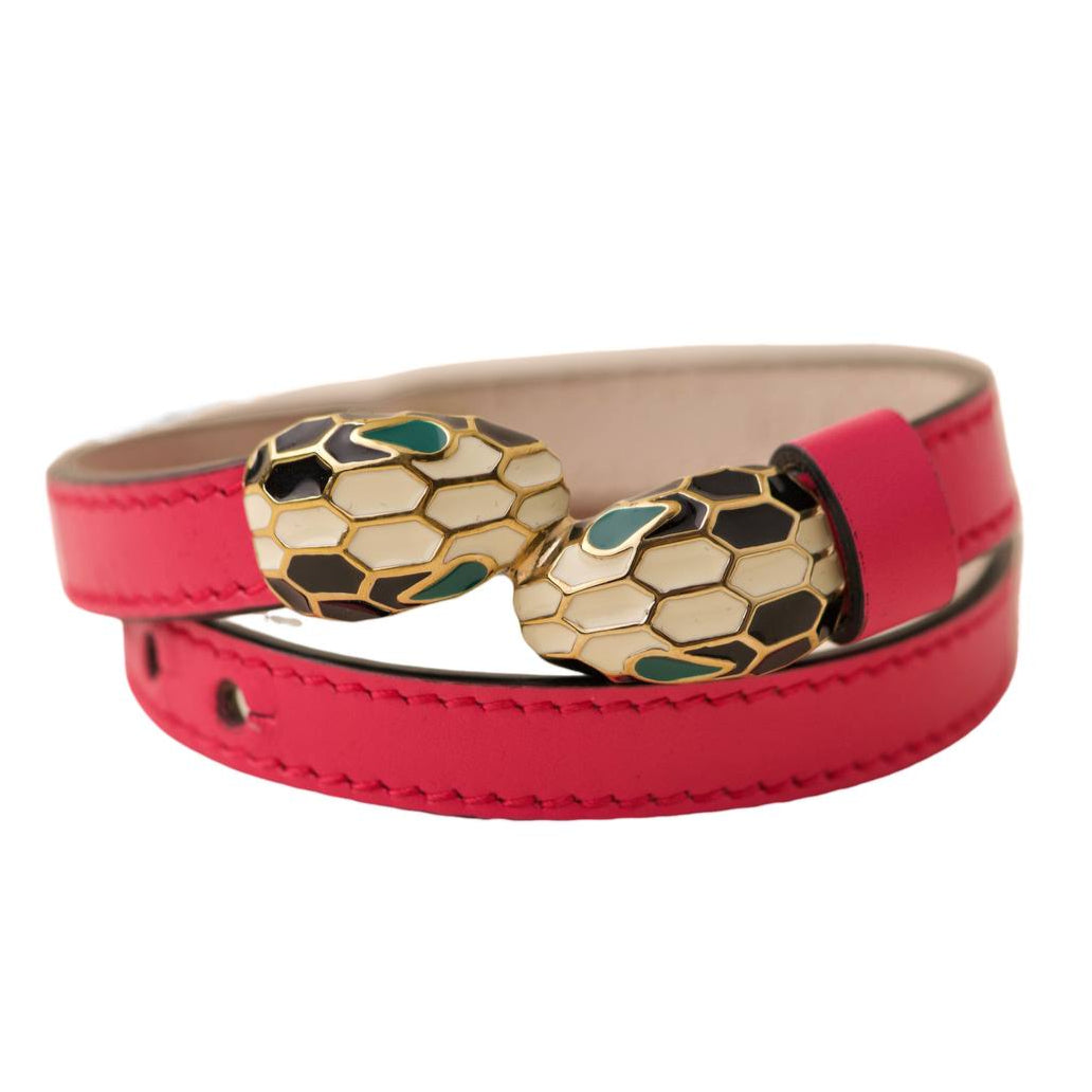 Bvlgari Serpenti Forever Enamel Bright Pink Leather Bracelet Size