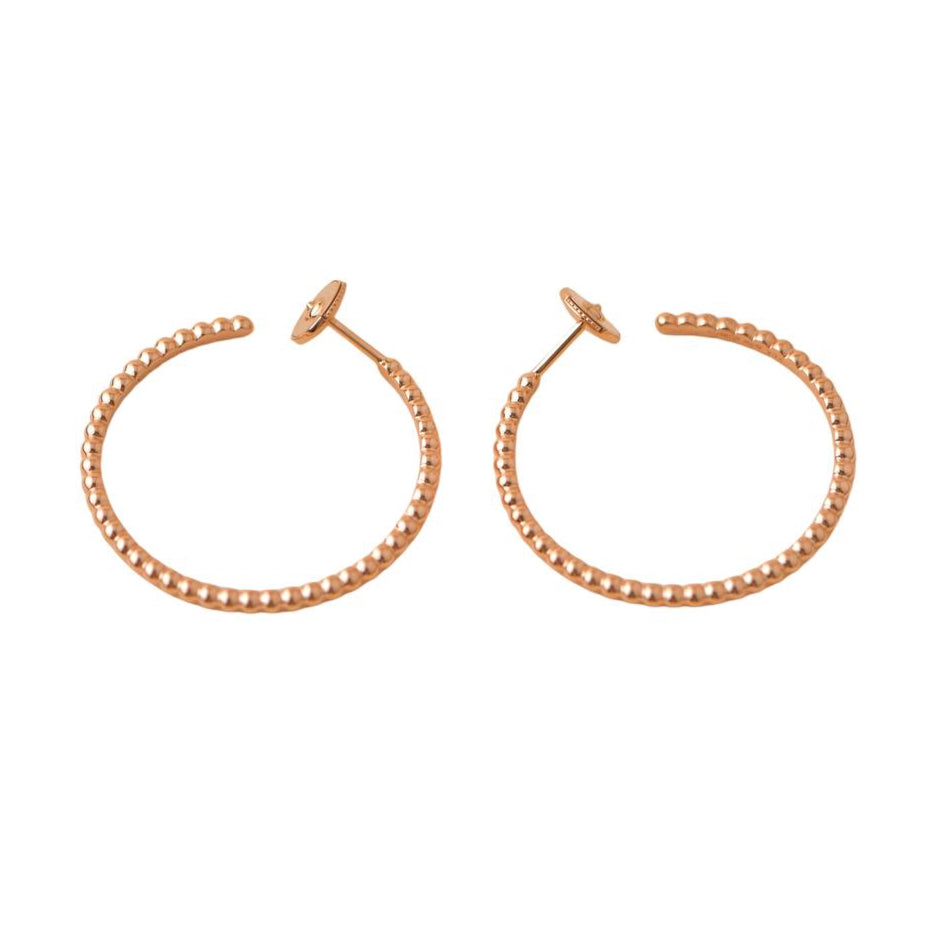 Van Cleef Arpels Perlée Pearls of 18k Rose Gold Hoop Earrings
