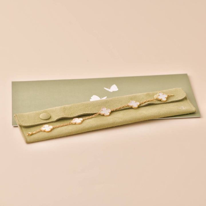 Preowned Van Cleef & Arpels Vintage Alhambra Mother of Pearl 18K Yellow Gold Bracelet