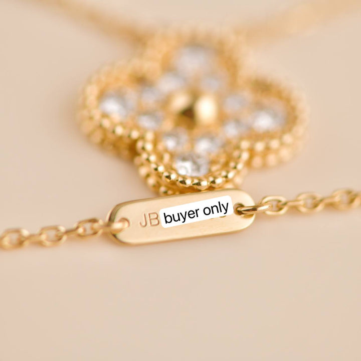 Used Van Cleef Vintage Alhambra Yellow Gold Diamond Paved Pendant
