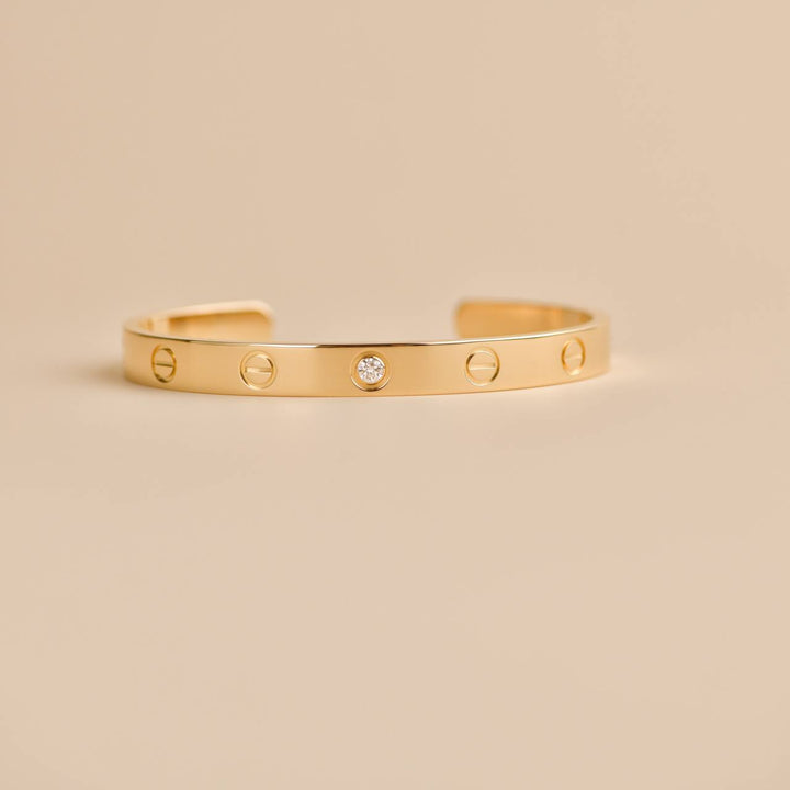 Preloved Cartier Love 1 Diamond Yellow Gold Cuff Bracelet
