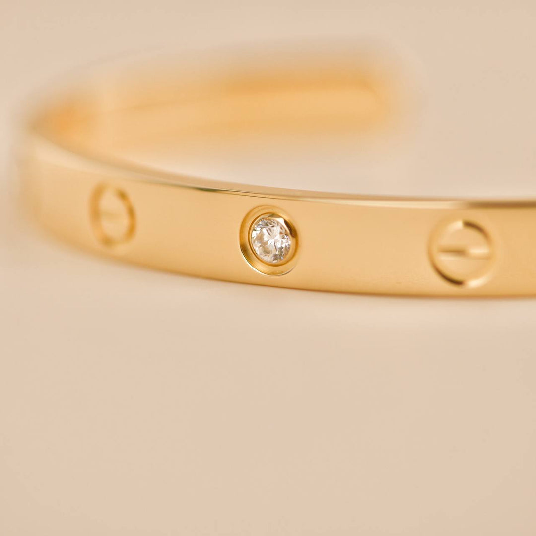 Preowned Cartier Love 1 Diamond Yellow Gold Cuff Bracelet