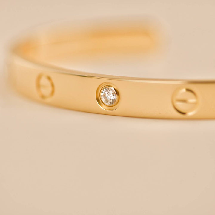 Preowned Cartier Love 1 Diamond Yellow Gold Cuff Bracelet