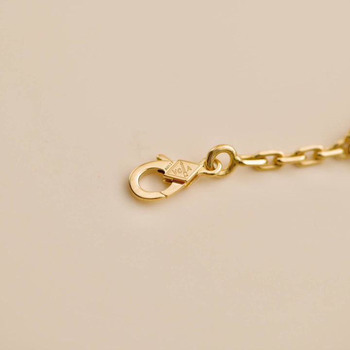 Second Hand Van Cleef Lucky Alhambra 4 Motifs 18K Yellow Gold Bracelet
