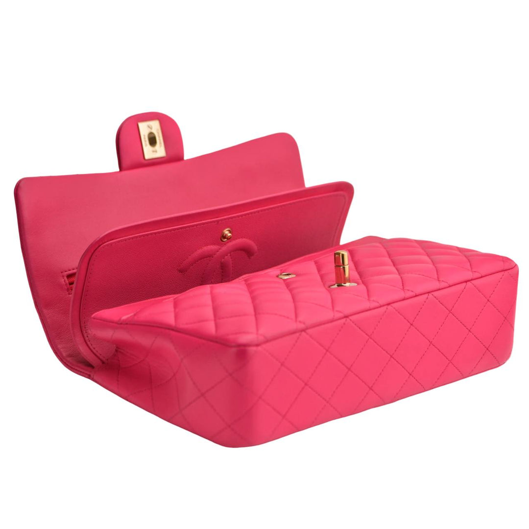 Preowned Chanel Lambskin Quilted Medium Classic Double Flap Bag