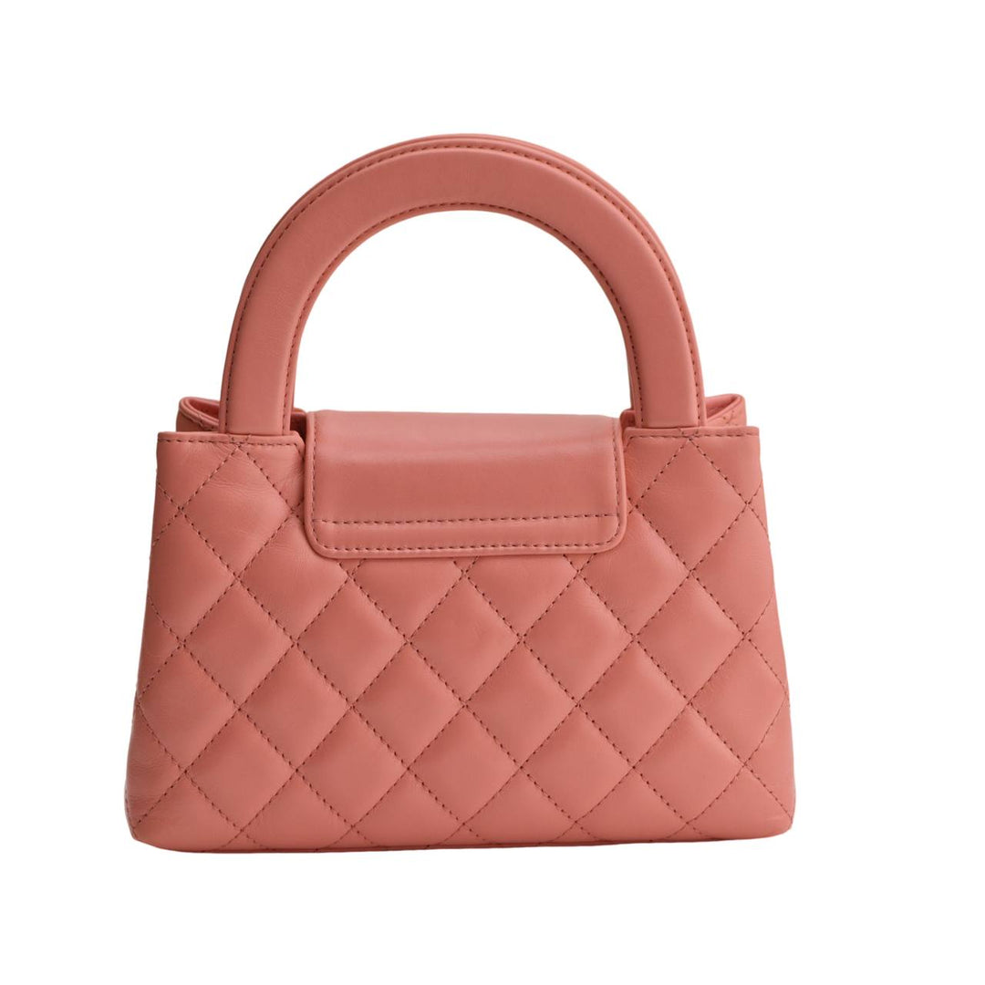 Preowned Chanel Kelly Mini Leather Quilted Coral Pink Bag