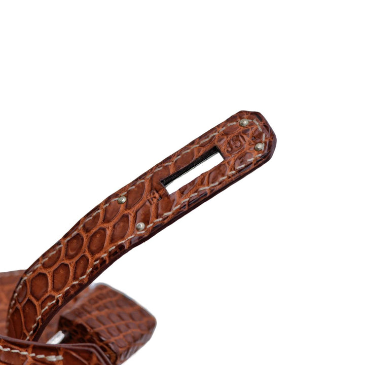 Preowned Hermès Birkin 35 Brown Shiny Crocodile Handbag