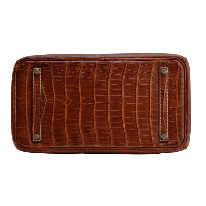 Preloved Hermès Birkin 35 Shiny Porosus Crocodile Silver Hardware Handbag