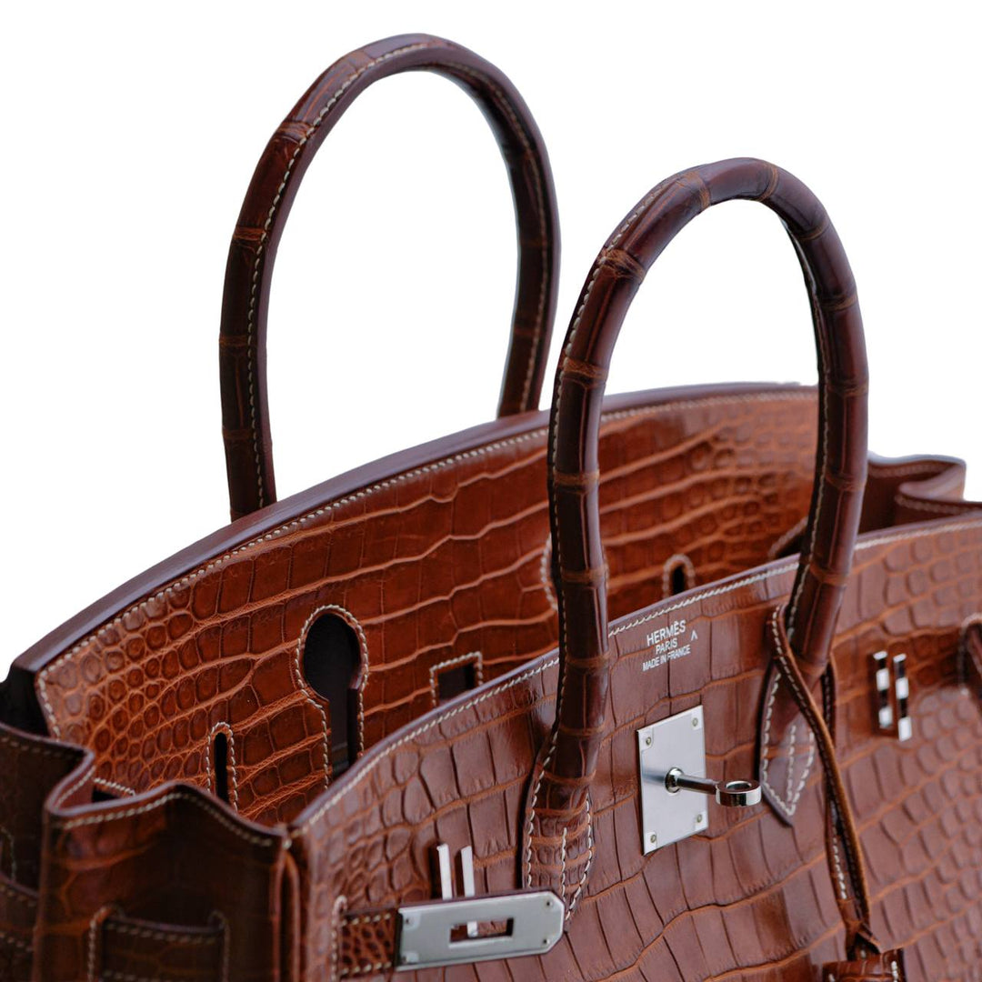 Preloved Hermès Birkin 35 Shiny Porosus Crocodile Handbag