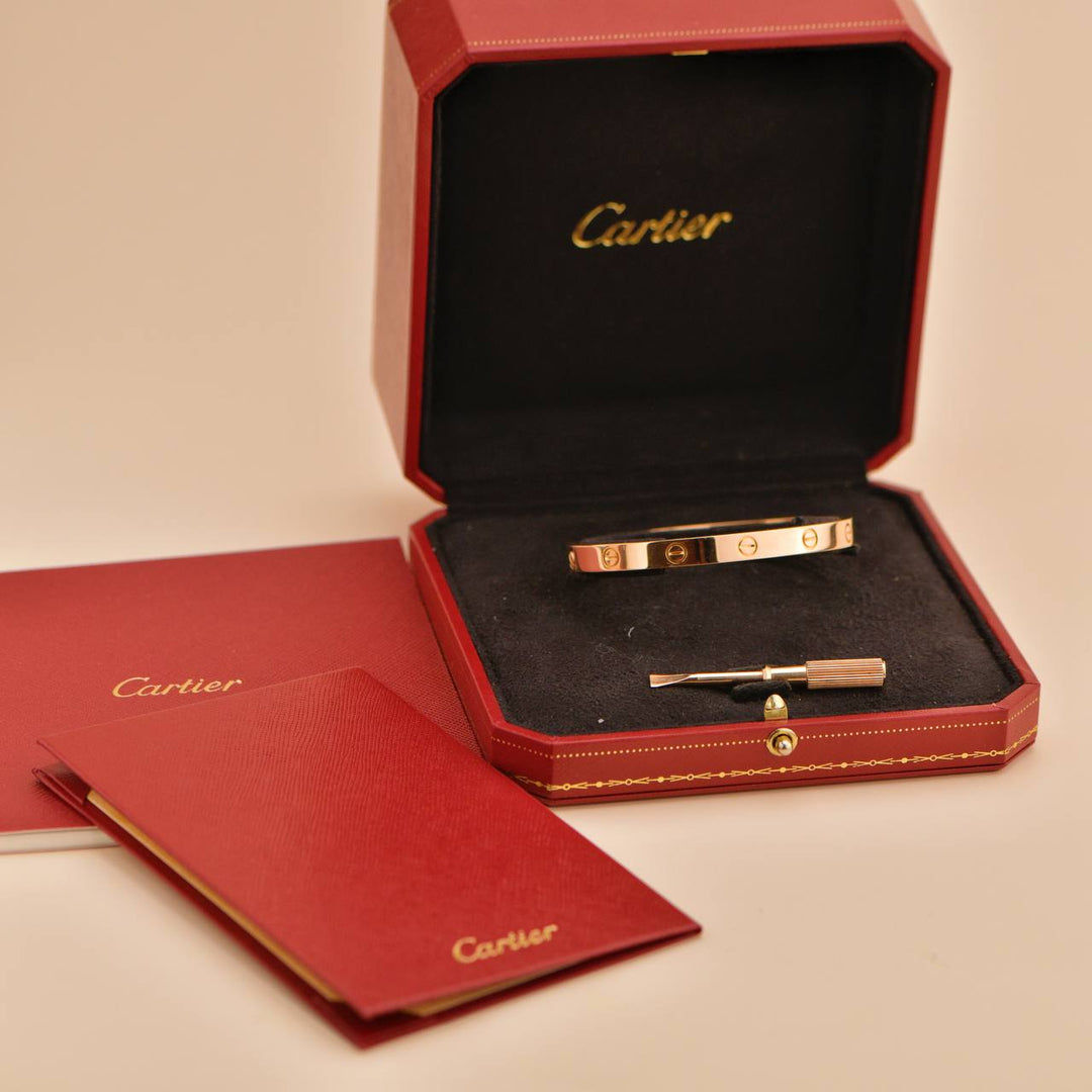 Preowned Cartier Love 18K Rose Gold Bracelet Size 18