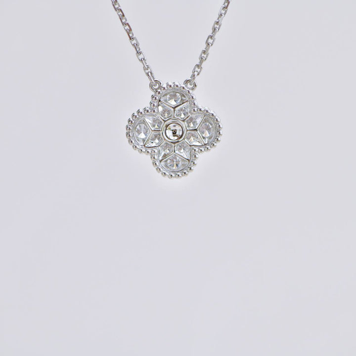 Second hand Van Cleef & Arpels Vintage Alhambra Diamond 18K White Gold Pendant Necklace