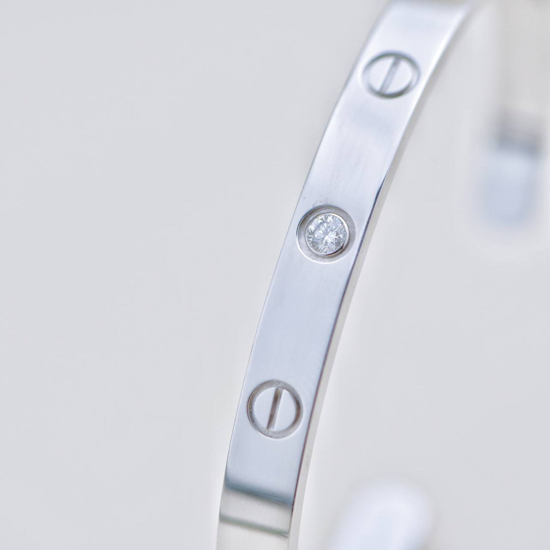 Preloved Cartier Love One Diamond 18K White Gold Cuff Bracelet