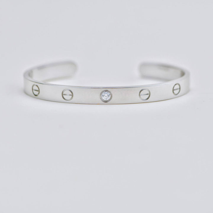 Prowed Cartier Love One Diamond 18K White Gold Cuff Bracelet