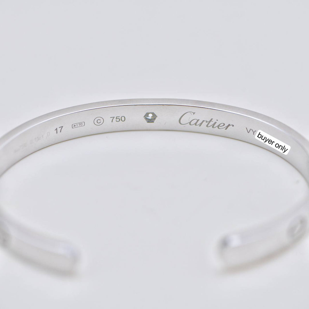 Second Hand Cartier Love One Diamond 18K White Gold Cuff Bracelet