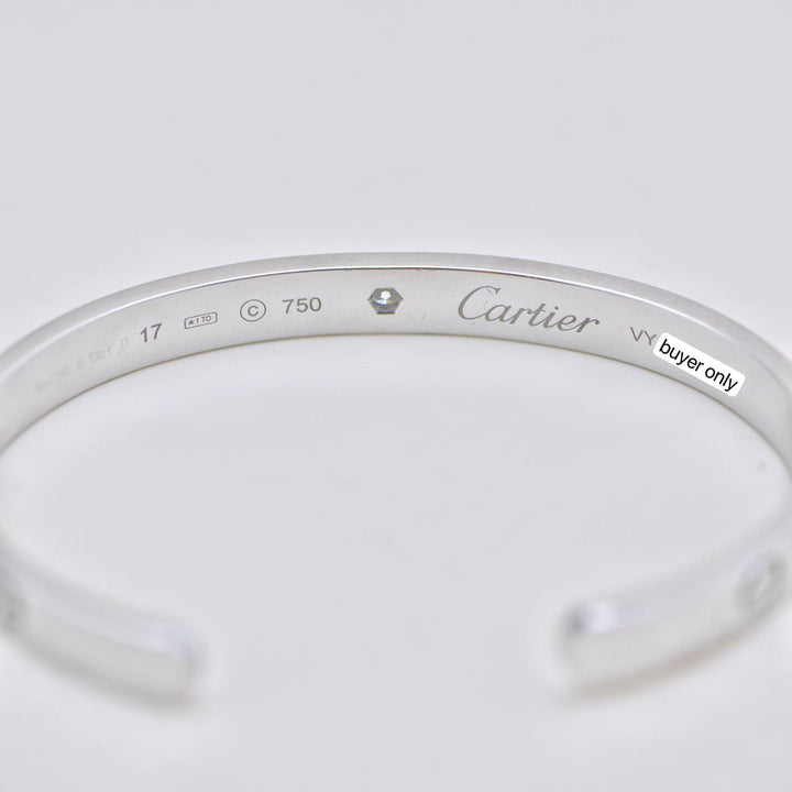 Second Hand Cartier Love One Diamond 18K White Gold Cuff Bracelet