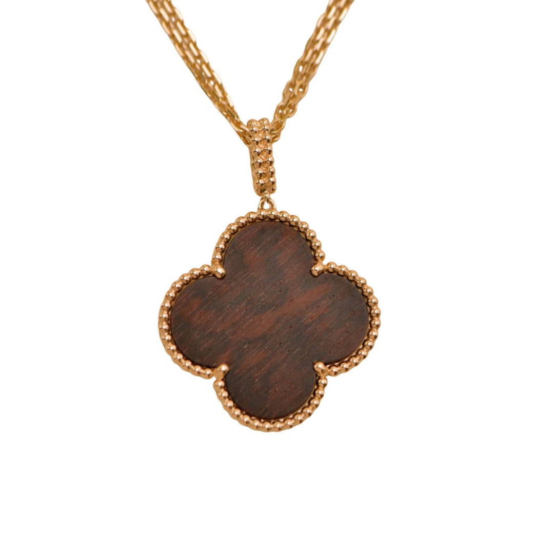 Preloved Van Cleef & Arpels Magic Alhambra Letterwood 18k Rose Gold Pendant Necklace