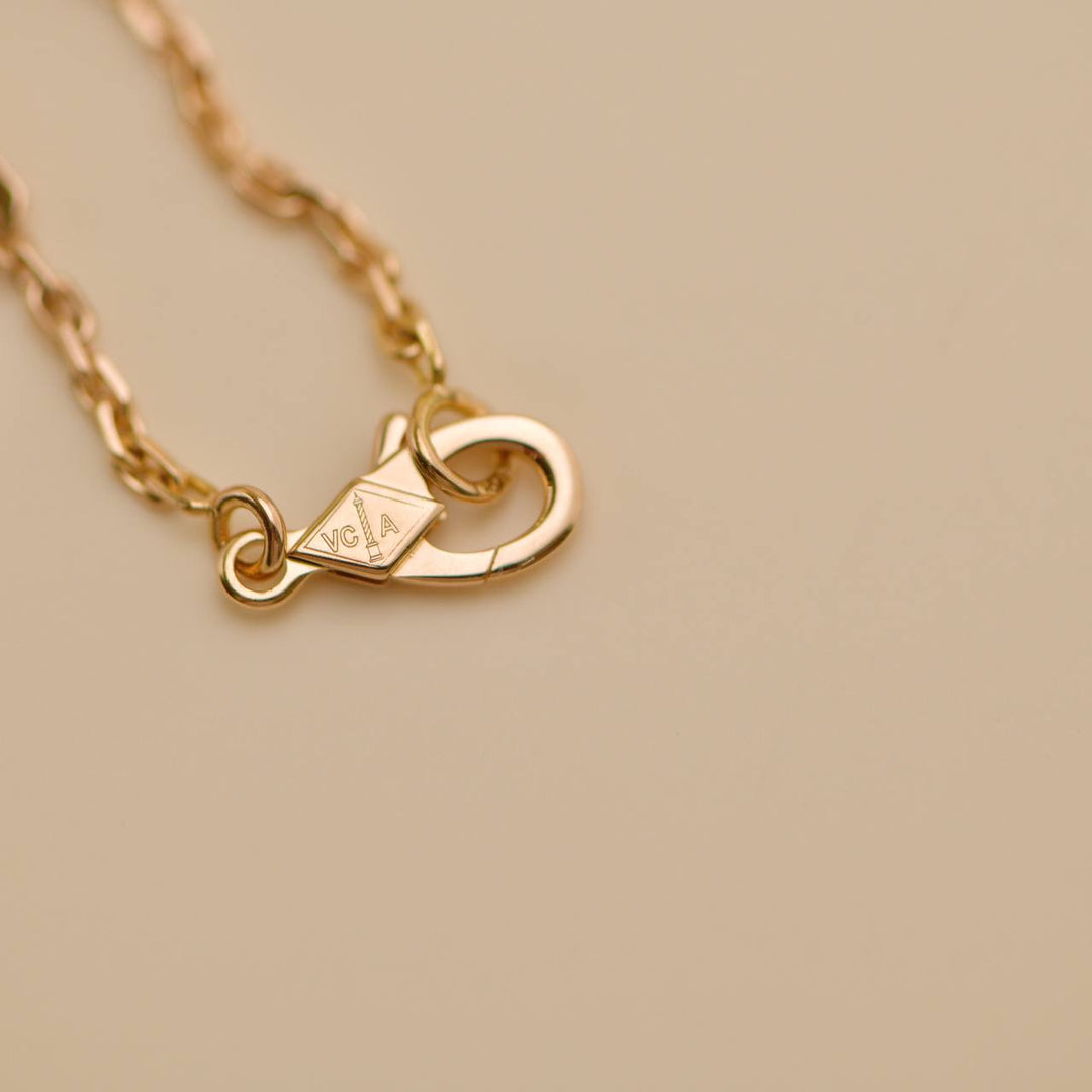 Second Hand Van Cleef Magic Alhambra Letterwood 18k Rose Gold Pendant Necklace