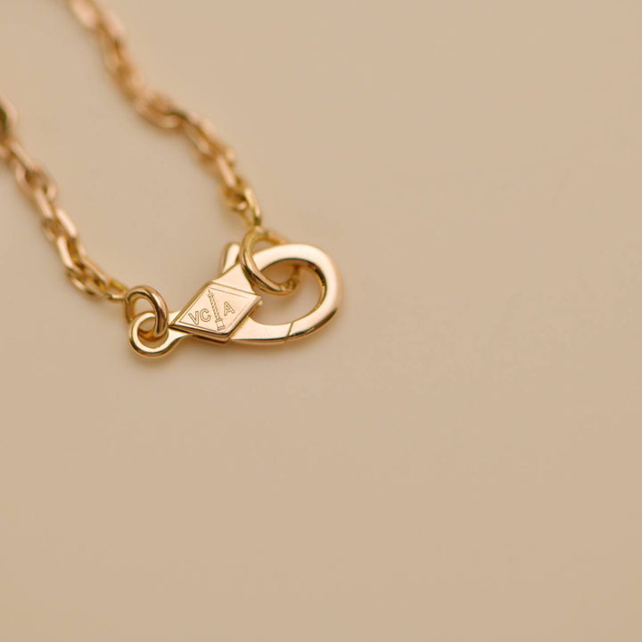 Second Hand Van Cleef Magic Alhambra Letterwood 18k Rose Gold Pendant Necklace