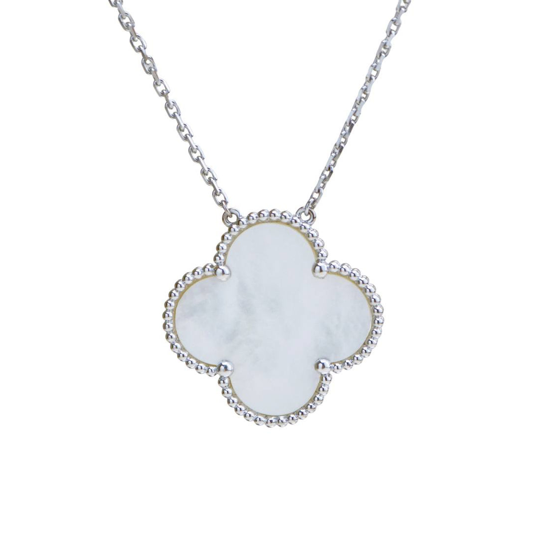Preloved Van Cleef & Arpels Magic Alhambra Mother of Pearl 18k White Gold Pendant Necklace