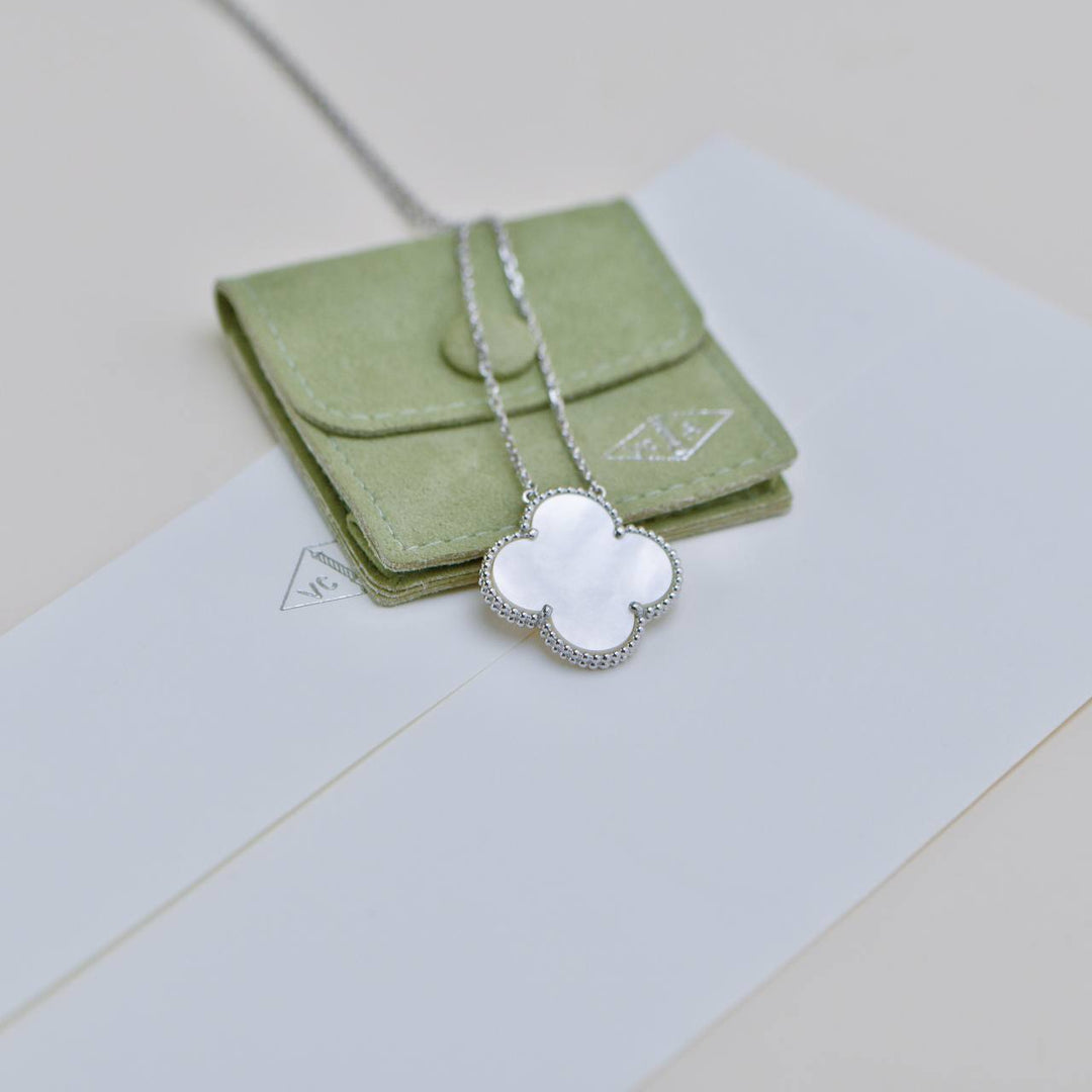 Second Hand Van Cleef & Arpels Magic Alhambra Mother of Pearl 18k White Gold Pendant Necklace