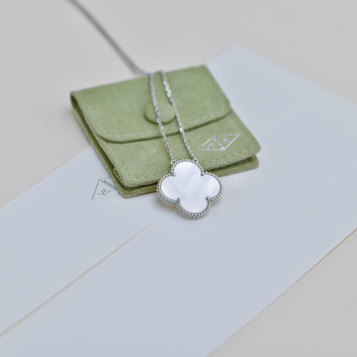 Second Hand Van Cleef & Arpels Magic Alhambra Mother of Pearl 18k White Gold Pendant Necklace