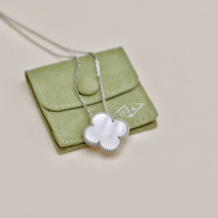 Preowned Van Cleef & Arpels Magic Alhambra Mother of Pearl 18k White Gold Pendant Necklace