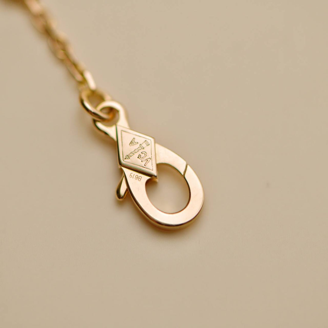 Preowned Van Cleef Vintage Alhambra Onyx 18K Rose Gold 2016 Holiday Pendant Necklace