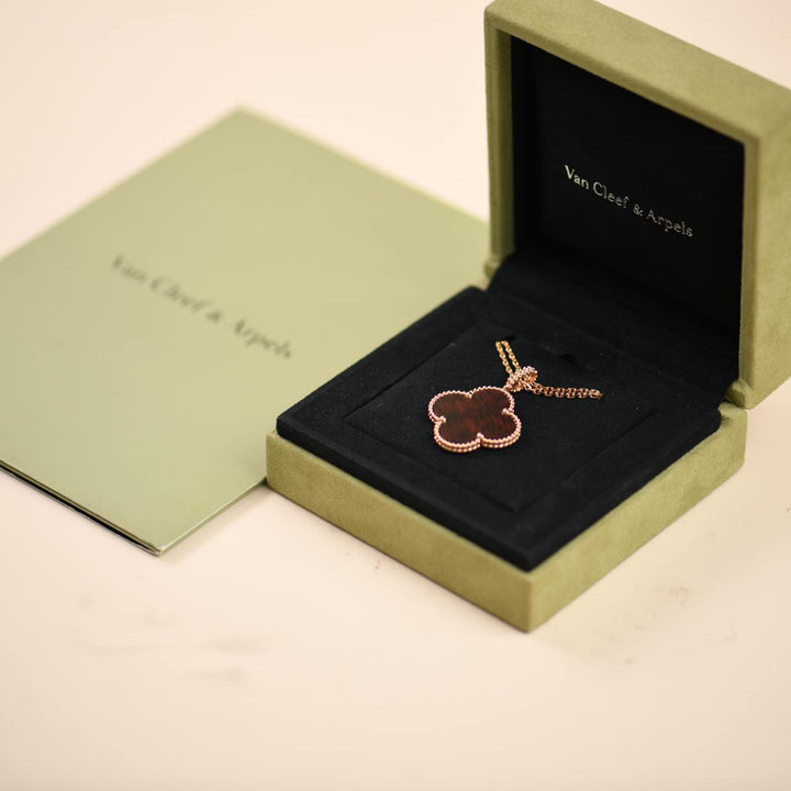 Van Cleef & Arpels Magic Alhambra Letterwood 18k Rose Gold Pendant Necklace