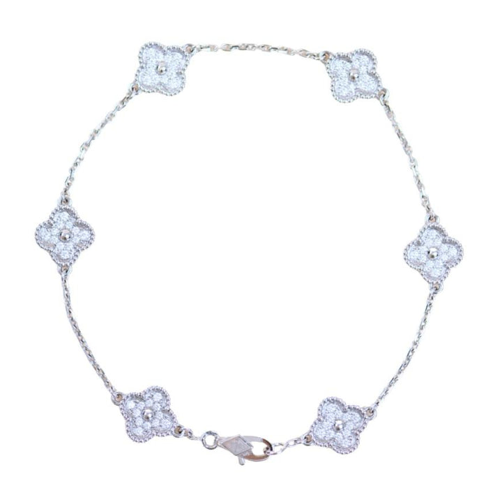 Preloved Van Cleef & Arpels Sweet Alhambra Diamond White Gold 6 Motif Bracelet
